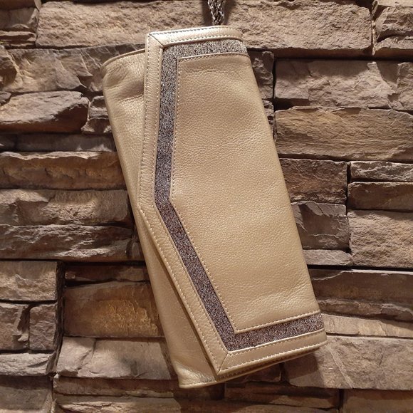 NWT Caroline Neron Grey Taupe leather clutch - Picture 10 of 10